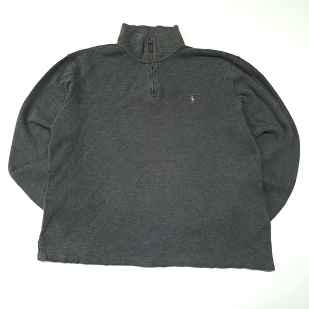 CL833 M 폴로 에스테이트립 가죽풀러 스톤그레이 하프집업 스웻셔츠