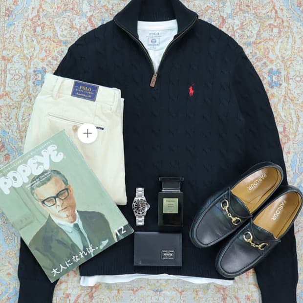 정품 폴로랄프로렌 블랙/레드포니 반집업 니트 M