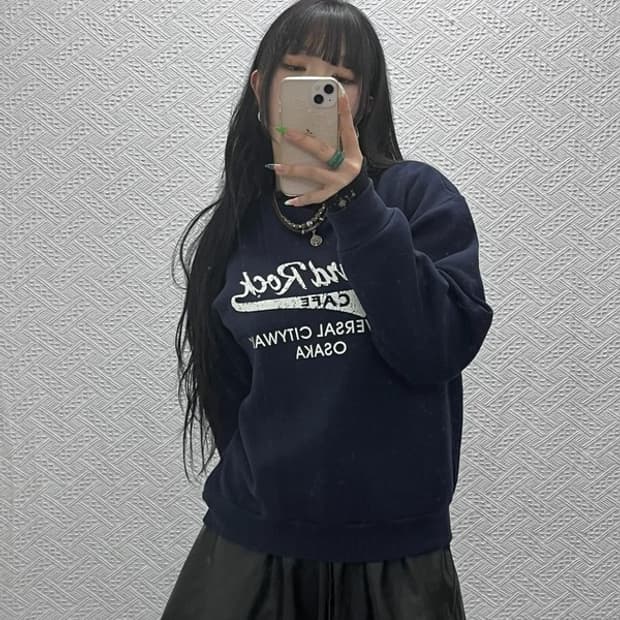 하드락카페 올드스쿨 빈티지 디스트로이드 로고 맨투맨 M C09112