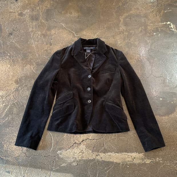 00s 폴로 랄프 로렌 우먼즈 블랙 코듀로이 블레이저 자켓 M