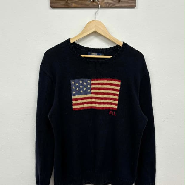 [L] 폴로 랄프로렌 성조기 네이비 코튼 니트 스웨터