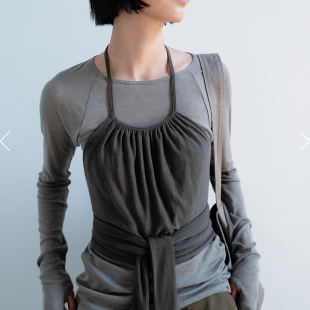 Monoha 모노하 Wool Jersey Gathered Wrap 그레이