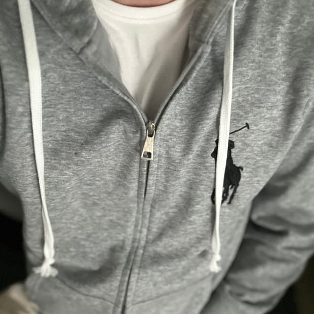 폴로 그레이 후드집업