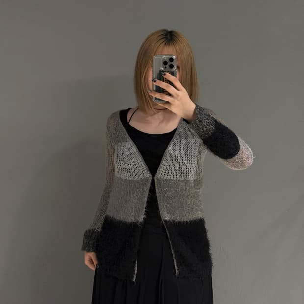 Sly hairy texture stripe cardigan