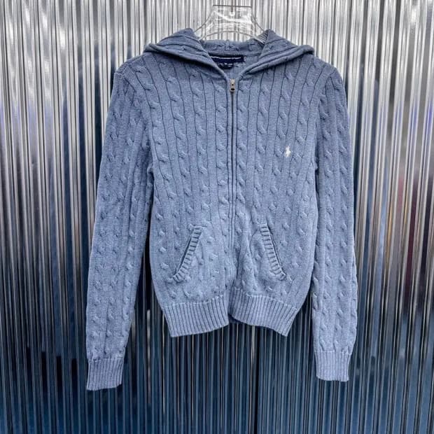 폴로랄프로렌 코튼 케이블 후드 니트 집업