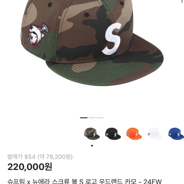 슈프림 x 뉴에라 스크류 볼 S 로고 우드랜드 카모 - 24FW