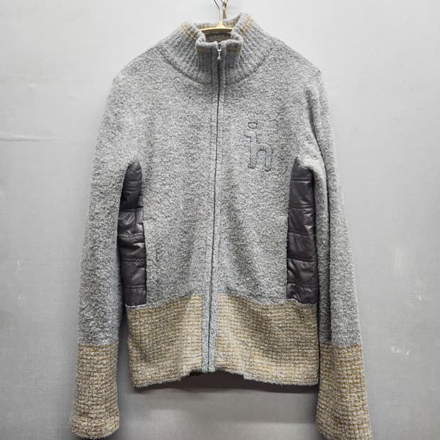 헤지스 골프 로고 니트 집업(방풍) M