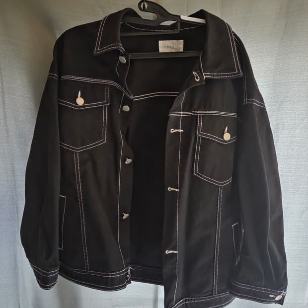 만원 급처! 스티치 데님 자켓 블랙