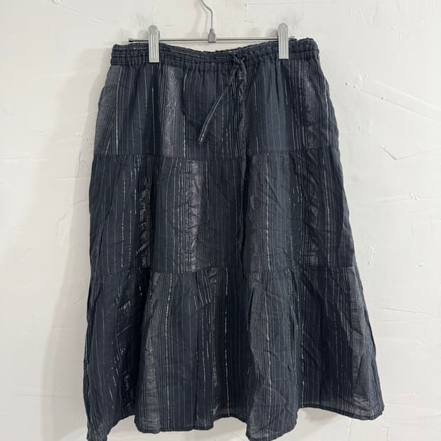 glitter line navy tiered skirt