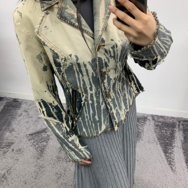 재패니즈 데님 워싱 카라 자켓