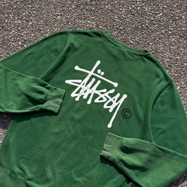 STUSSY 스투시 스탁로고 그린 스웻 셔츠