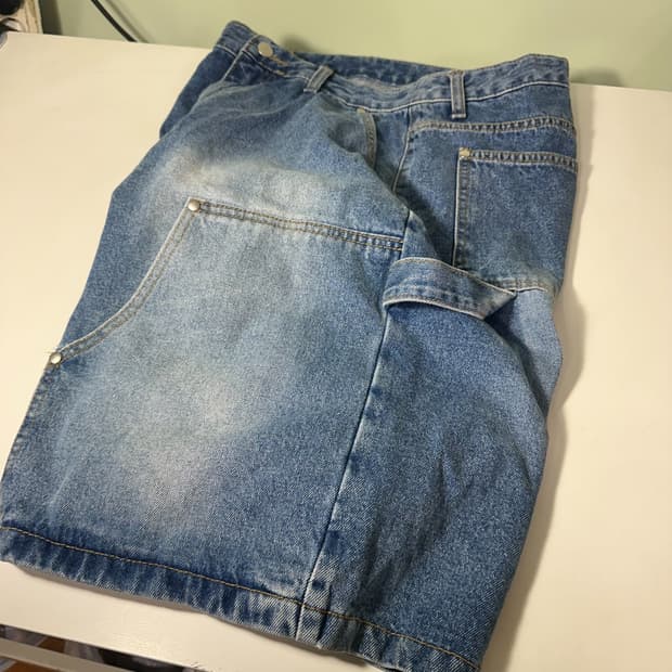 S MOLE 와이드핏 빈티지워시드 퍼티그 데님반바지