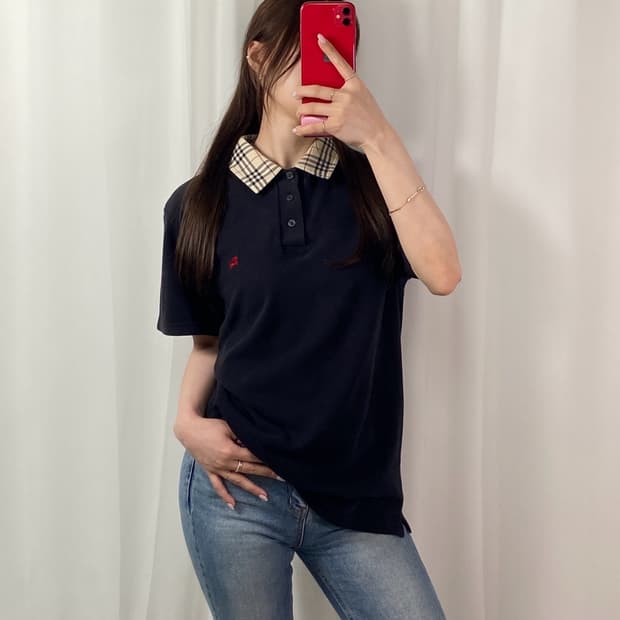 버버리 카라노바체크 네이비 PK