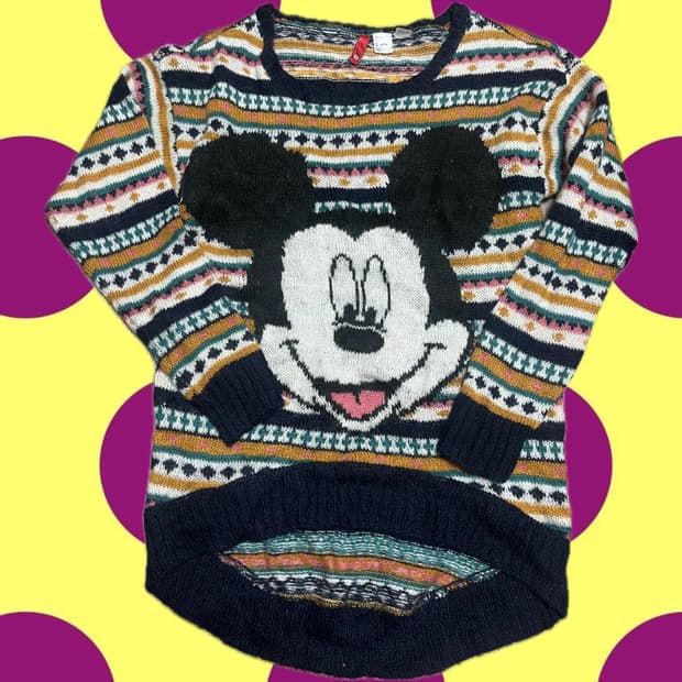 빈티지 미키마우스 패턴 니트