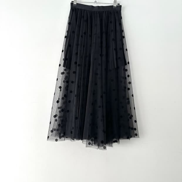 Organza dot skirt / black