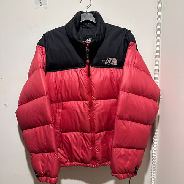 노스페이스 눕시 레드 패딩