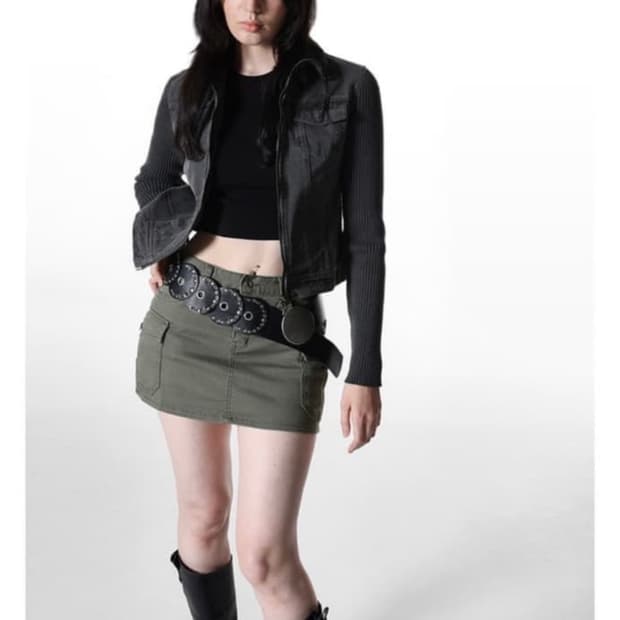 블랙업 카고 스커트 팬츠(카키)