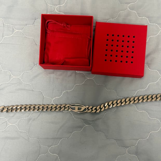 디젤 Dx1433 스테인리스 스틸 초커 네클리스 실버