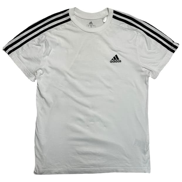 ADIDAS 3S 삼선 반팔티 화이트 S