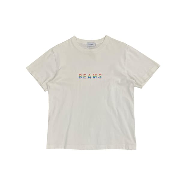 Beams 레인보우 로고 프린팅 반팔 티셔츠