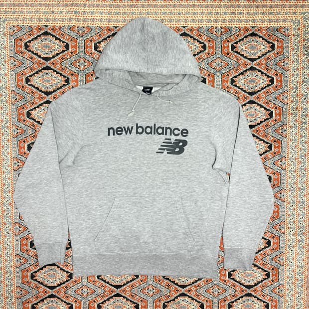 뉴발란스 스펠로고 그레이 기모 후드티셔츠 남성L
