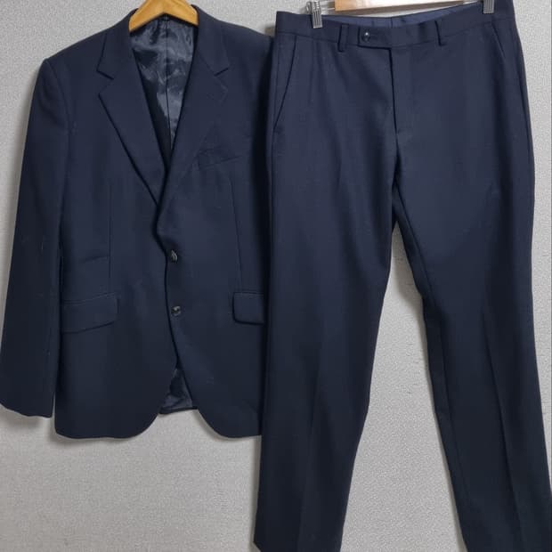 L (100) 커스텀멜로우 다크네이비 울100% 수트 정장세트 셋업