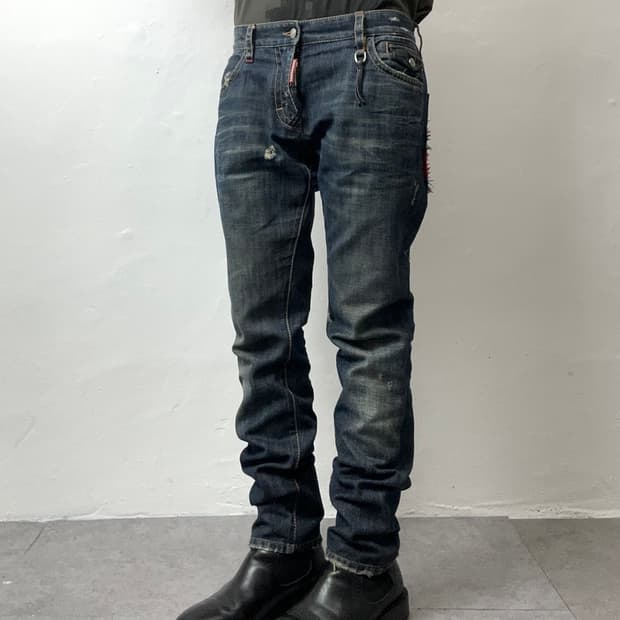 DSQUARED2 Flannel-Lined Distressed Slim 