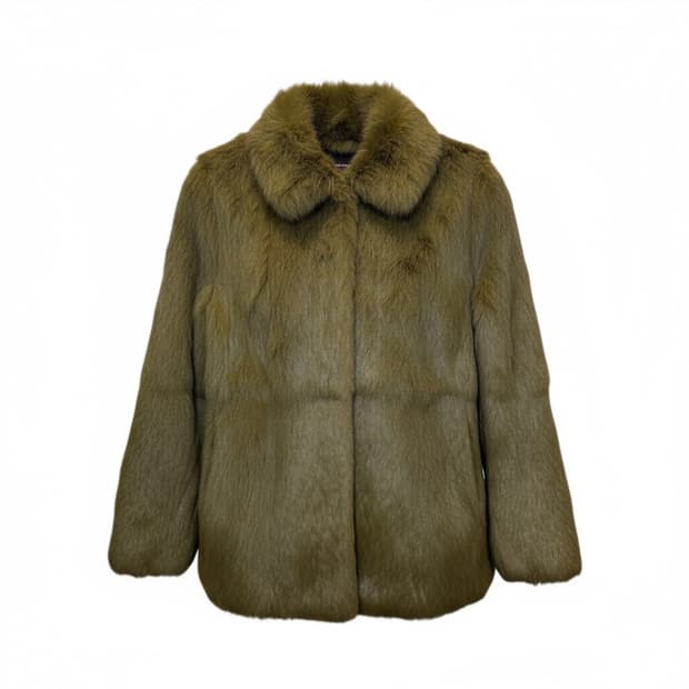 삼미모피 미디 퍼 자켓 라운드카라 히든후크 디테일 카키