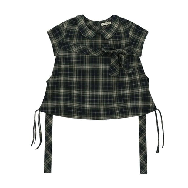 코이세이오 bow blouse check coyseio 체크 블라우스