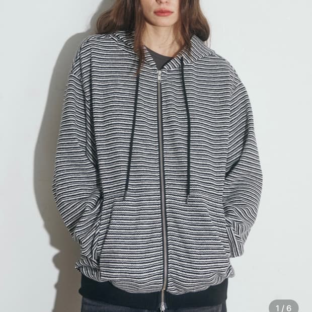 오피쉬 스트라이프 후드 집업