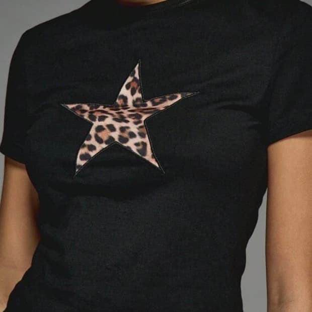 최저가 새상품 갸루 입문템! 호피 별 반팔 티