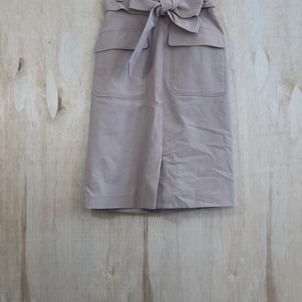 Proportion 베이지 리본 미디 스커트 xsmall