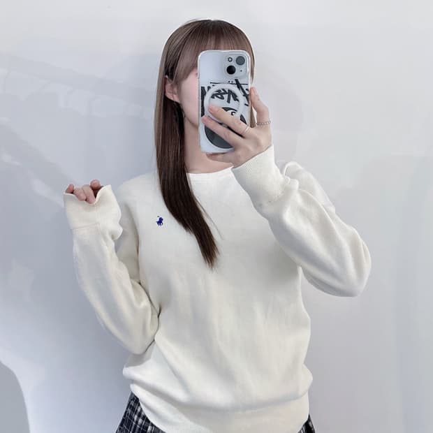 폴로랄프로렌 네이비포니 크림 니트