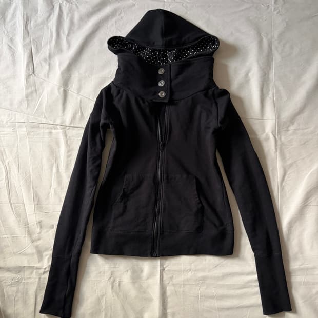 black high neck hoodie