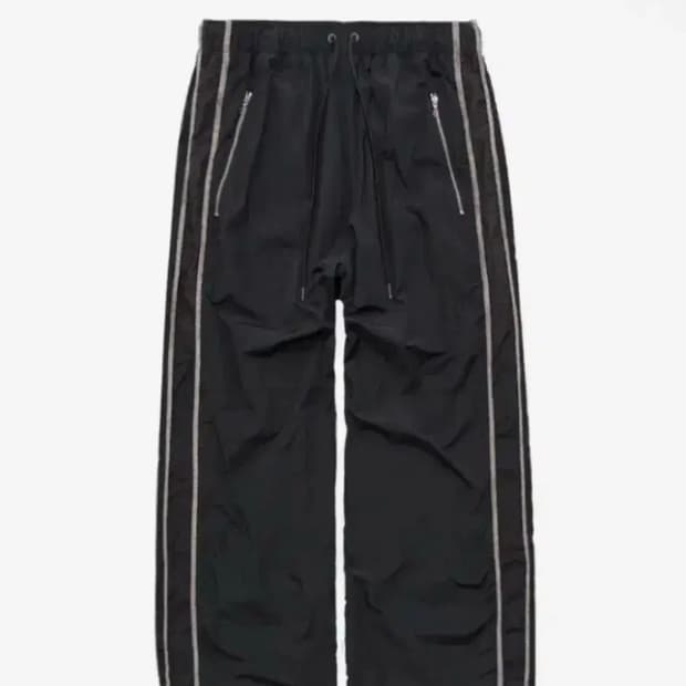 3) 폴리테루 1011 나일론 트랙 팬츠 플로럴 파이프드 블랙