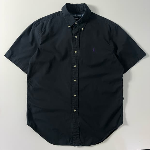 Polo  폴로 랄프로렌 자수 코튼 블랙 반팔 셔츠 