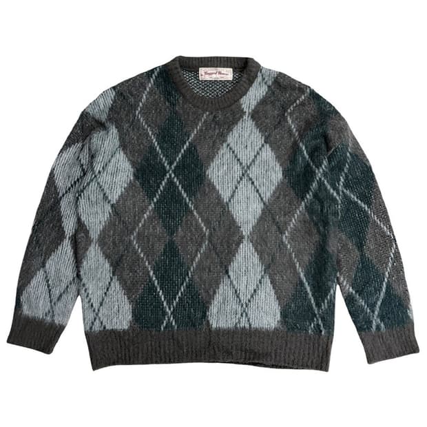 RUGGED HOUSE 브람스 아가일 헤어리 울 니트 그린 1