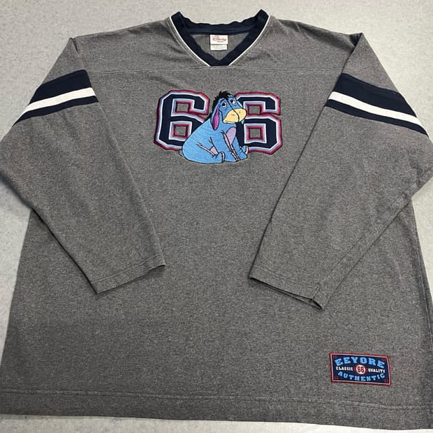 빈티지 디즈니 스토어 이요르 풋볼 티셔츠 롱슬리브 L 져지 긴팔 usa
