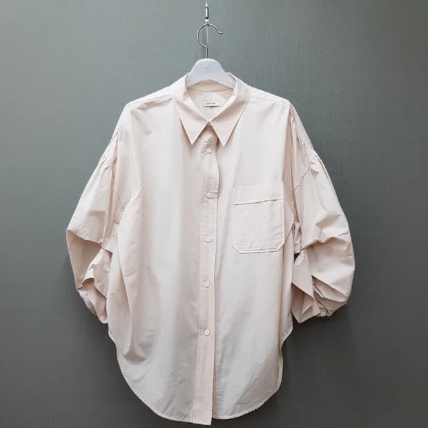 한섬 시스템 2021 연핑크 코튼 린넨 루즈핏 셔츠 82-94-160