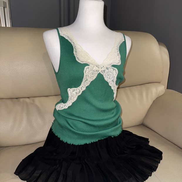 ribbon lace detail sleeveless
