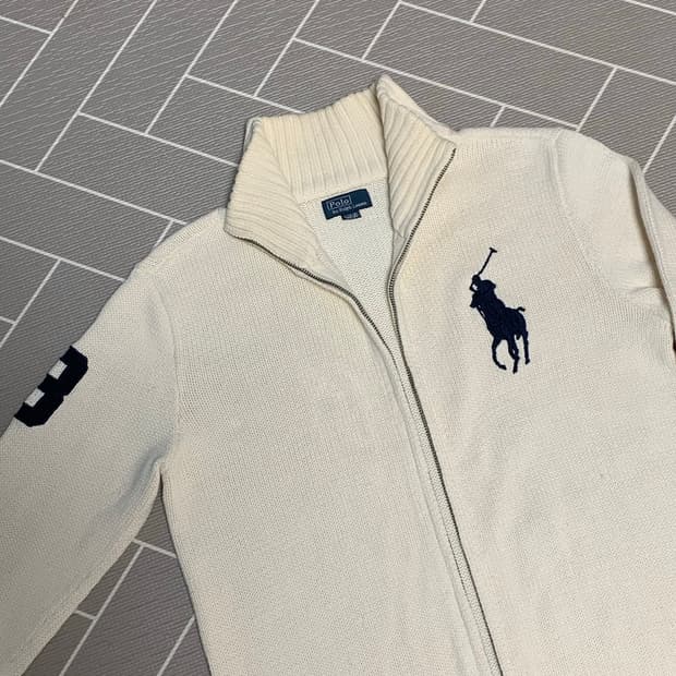 폴로 빅포니 니트집업 아이보리 