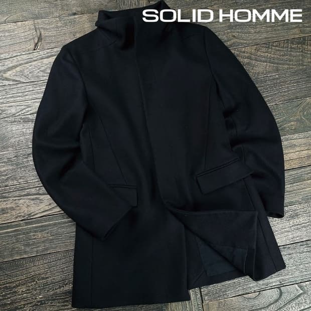 [솔리드옴므] 12 S/S 캐시미어 블랜디드 하이넥 코트 P01566