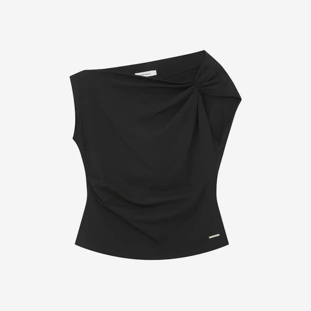 미세키서울 Slanted sleeveless top BLACK
