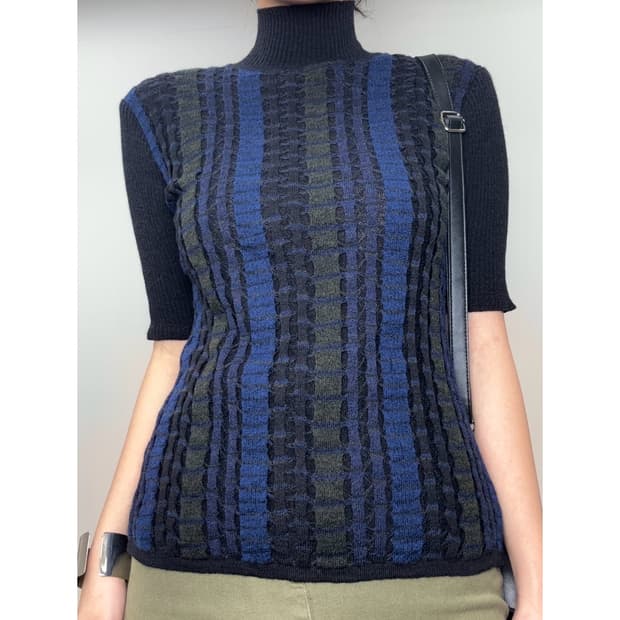 빈티지 네이비 차콜 니트