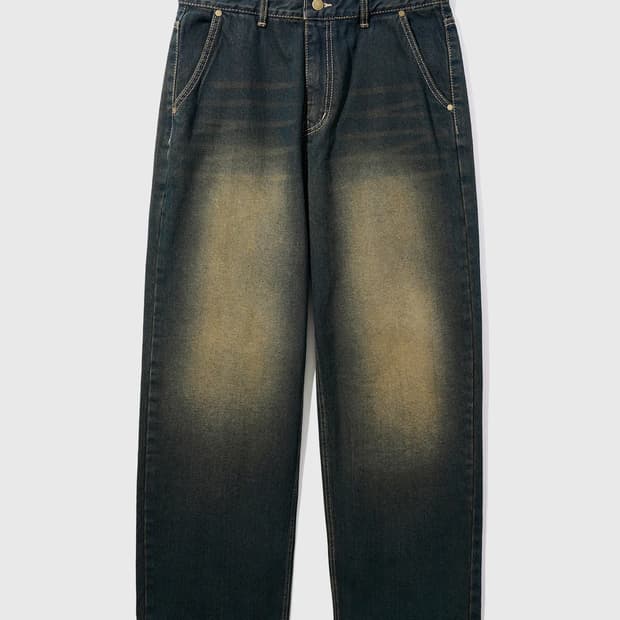 제멋 옐로우 워싱 와이드 데님팬츠 인디고