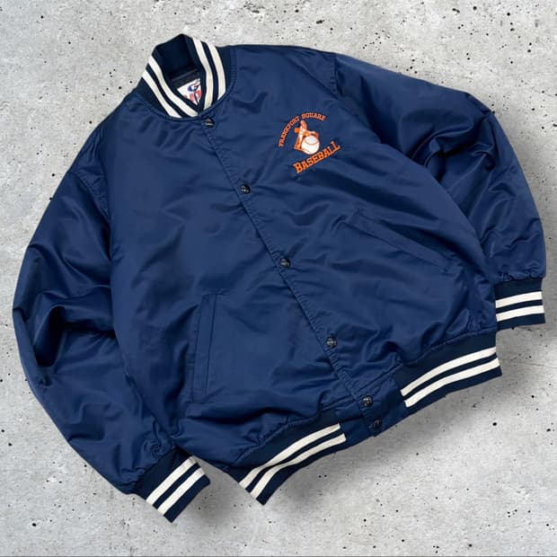 [M] 90s GAME 빈티지 야구 바시티 누빔 점퍼 네이비 D663