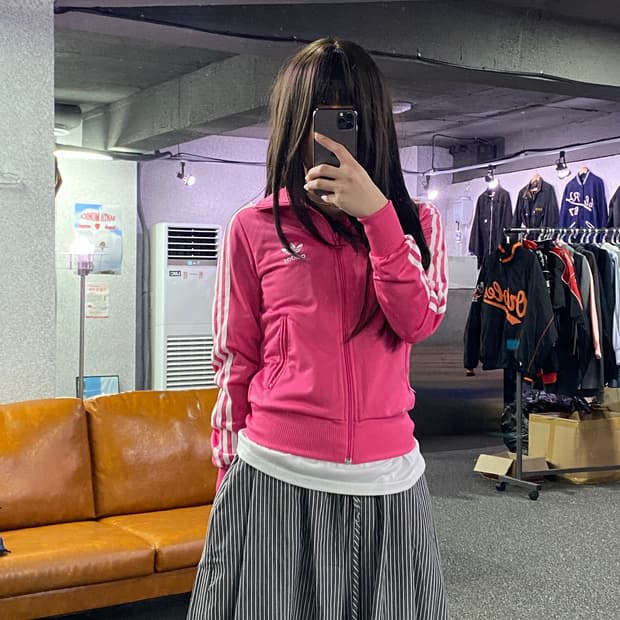 아디다스 파이어버드 빅로고 y2k 크롭 트랙탑 B2636