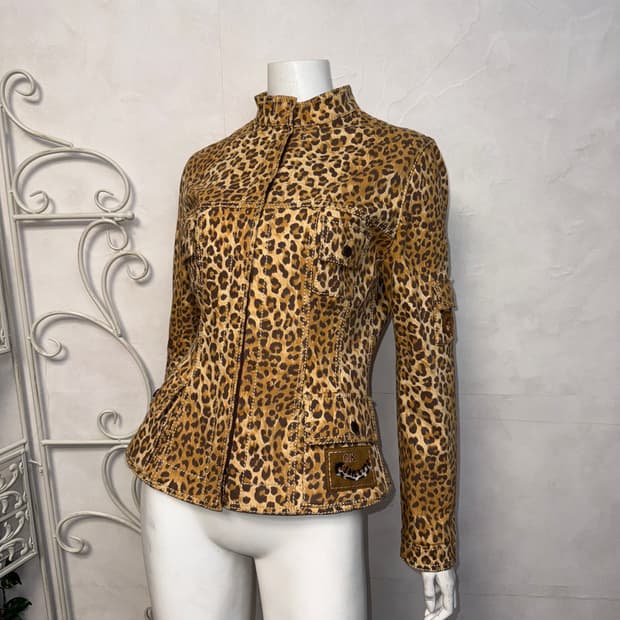 GK brown leopard pocket detail zipup jk