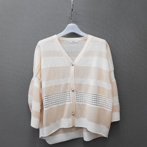 한섬 시스템 2022 시스루 펄버튼 가디건 F사이즈