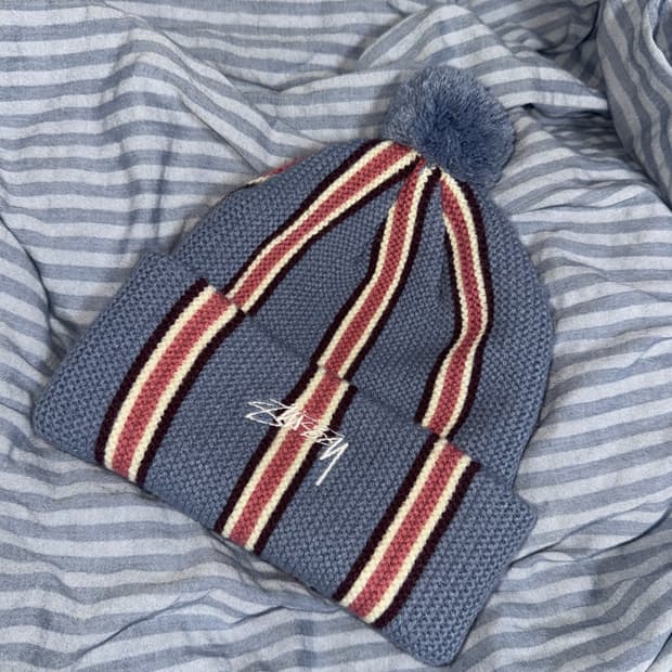 Stussy Striped Pom Beanie